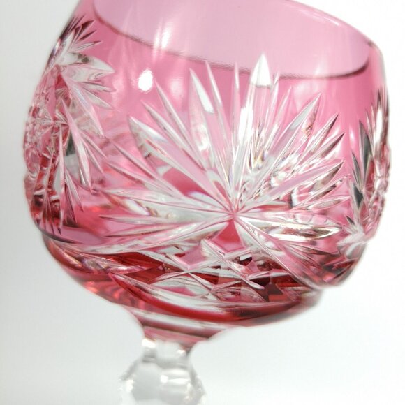 VTG Nachtmann Pink Tall Hock Wine Glass Bavarian Crystal Hand Cut to Clear 8" - Picture 8 of 8